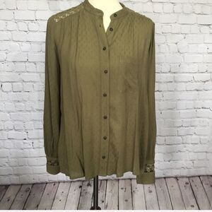 FREE PEOPLE THE BEST BUTTON DOWN CROCHET BACK